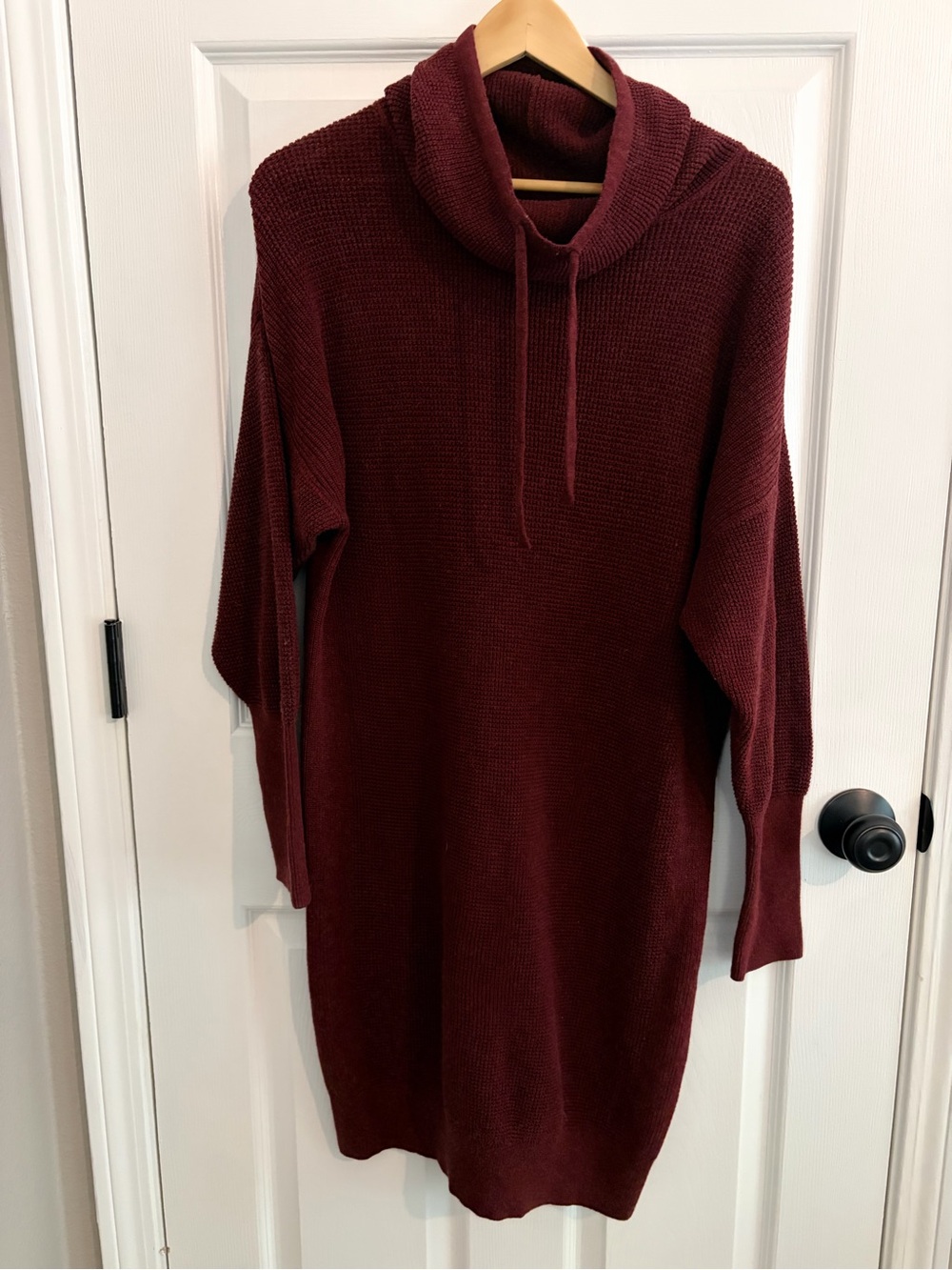 Prana Milani Waffle Knit Thermal Cowl Neck Drop Shoulder Sweater Dress - Size M